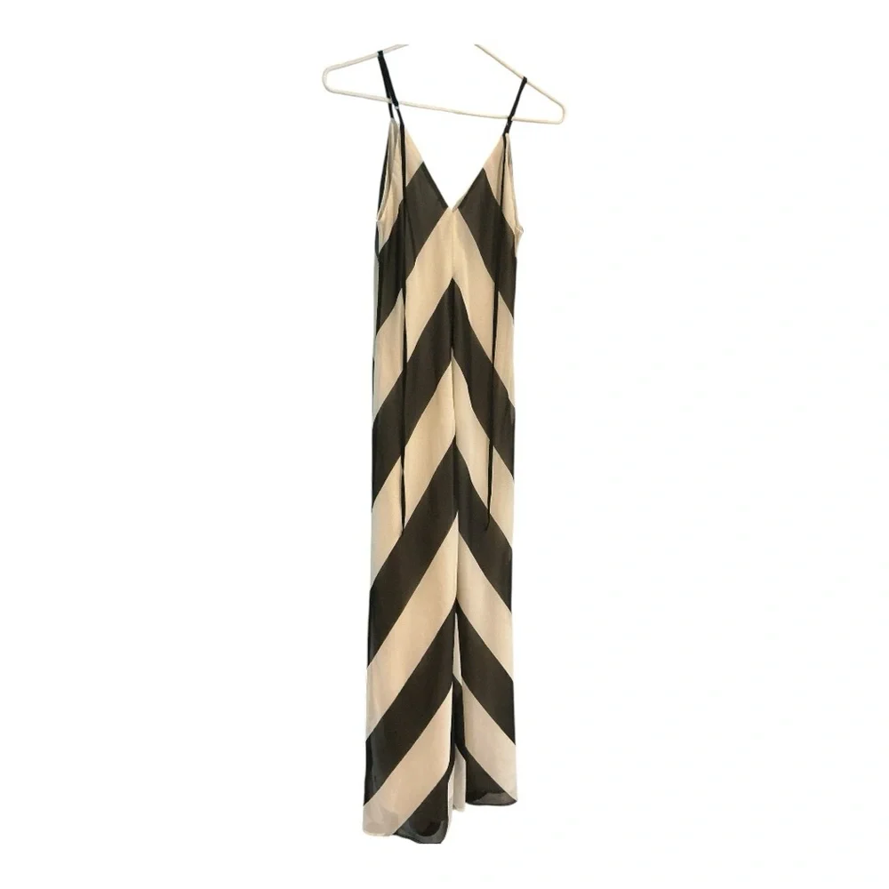 Christopher John Rogers Chevron Maxi Dress in Black and Cream - Picture 2 of 7